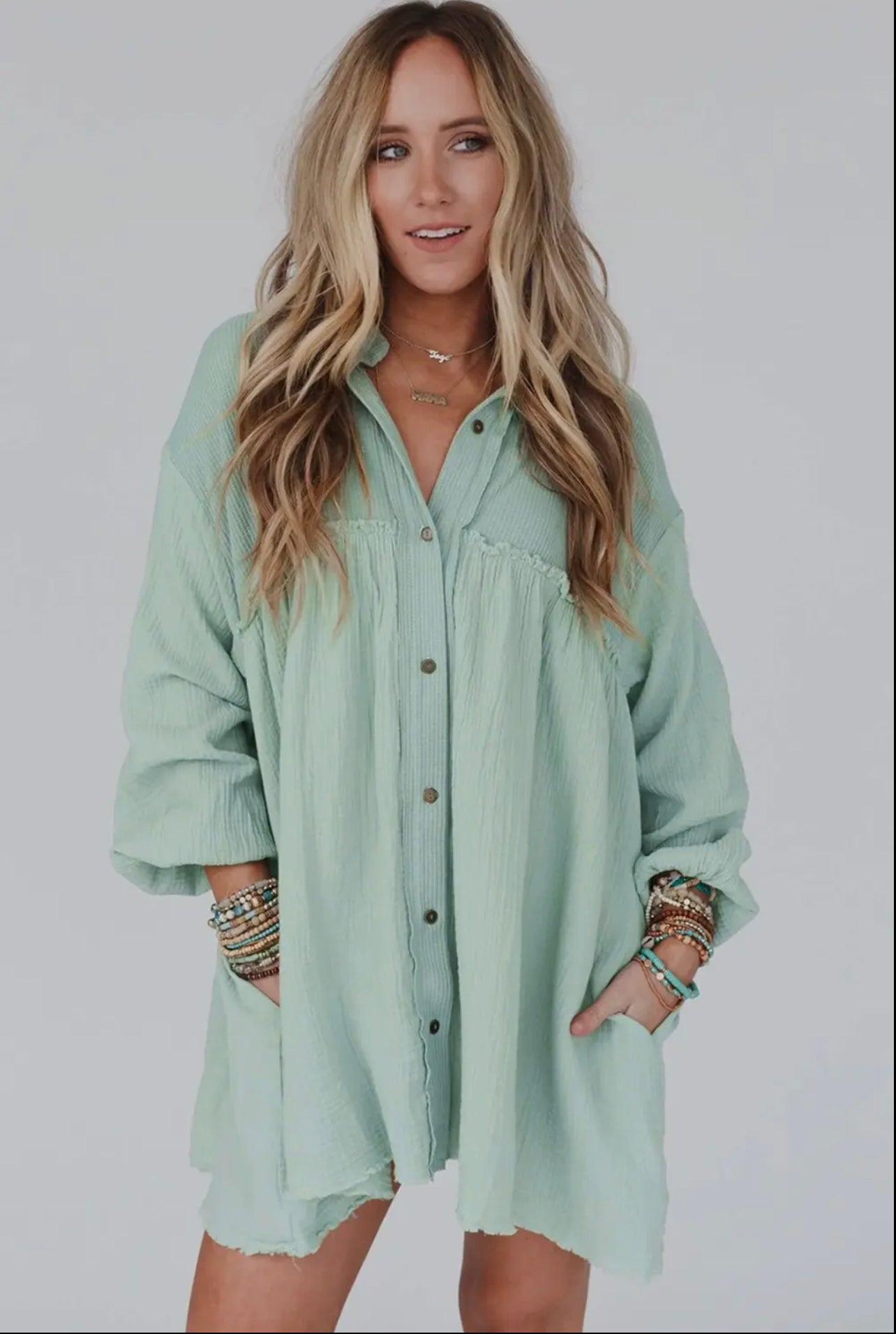 Puff Sleeve Shirt Dress