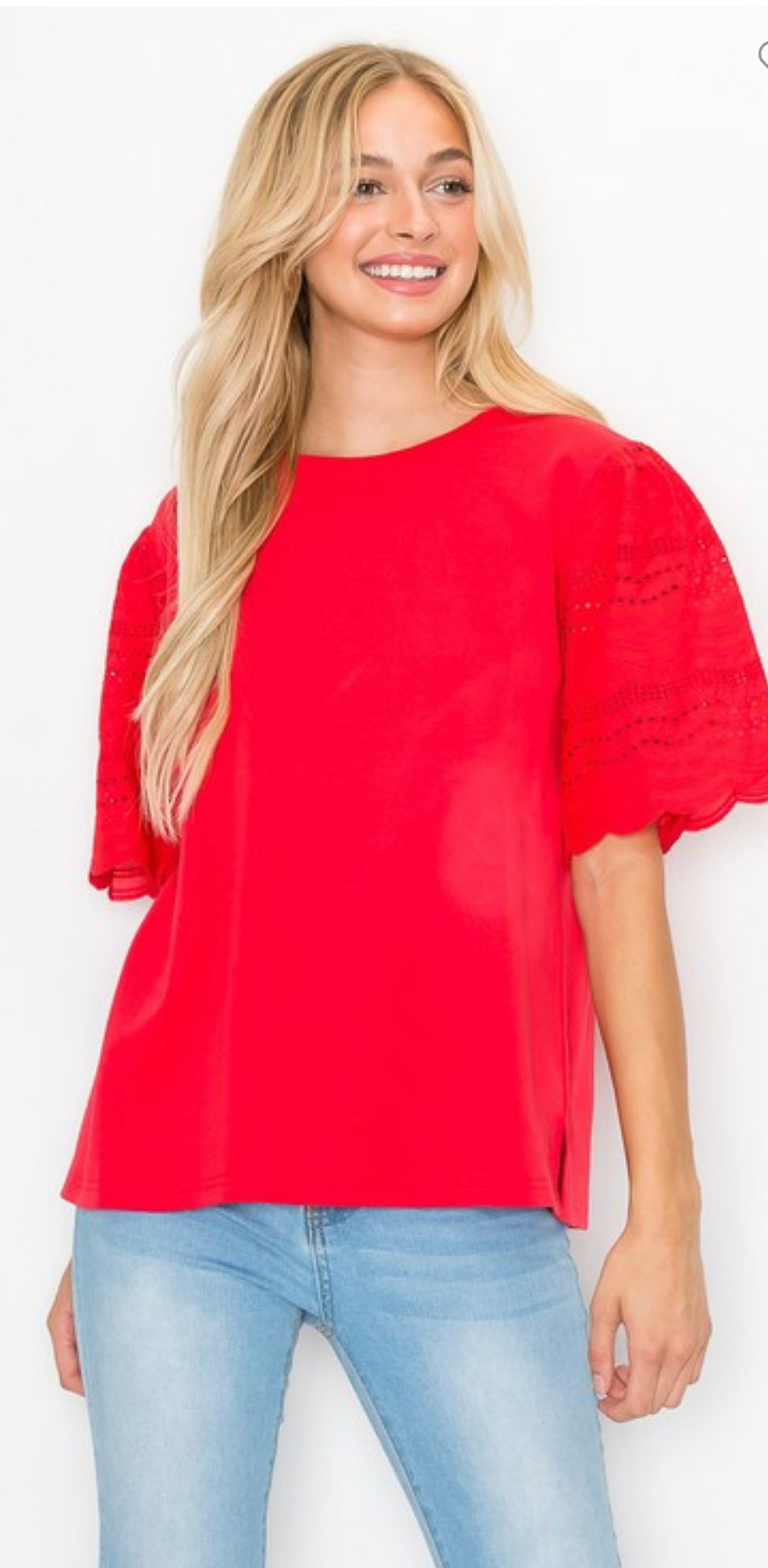 Ramona Pointe Knit Top With Lace Eyelet