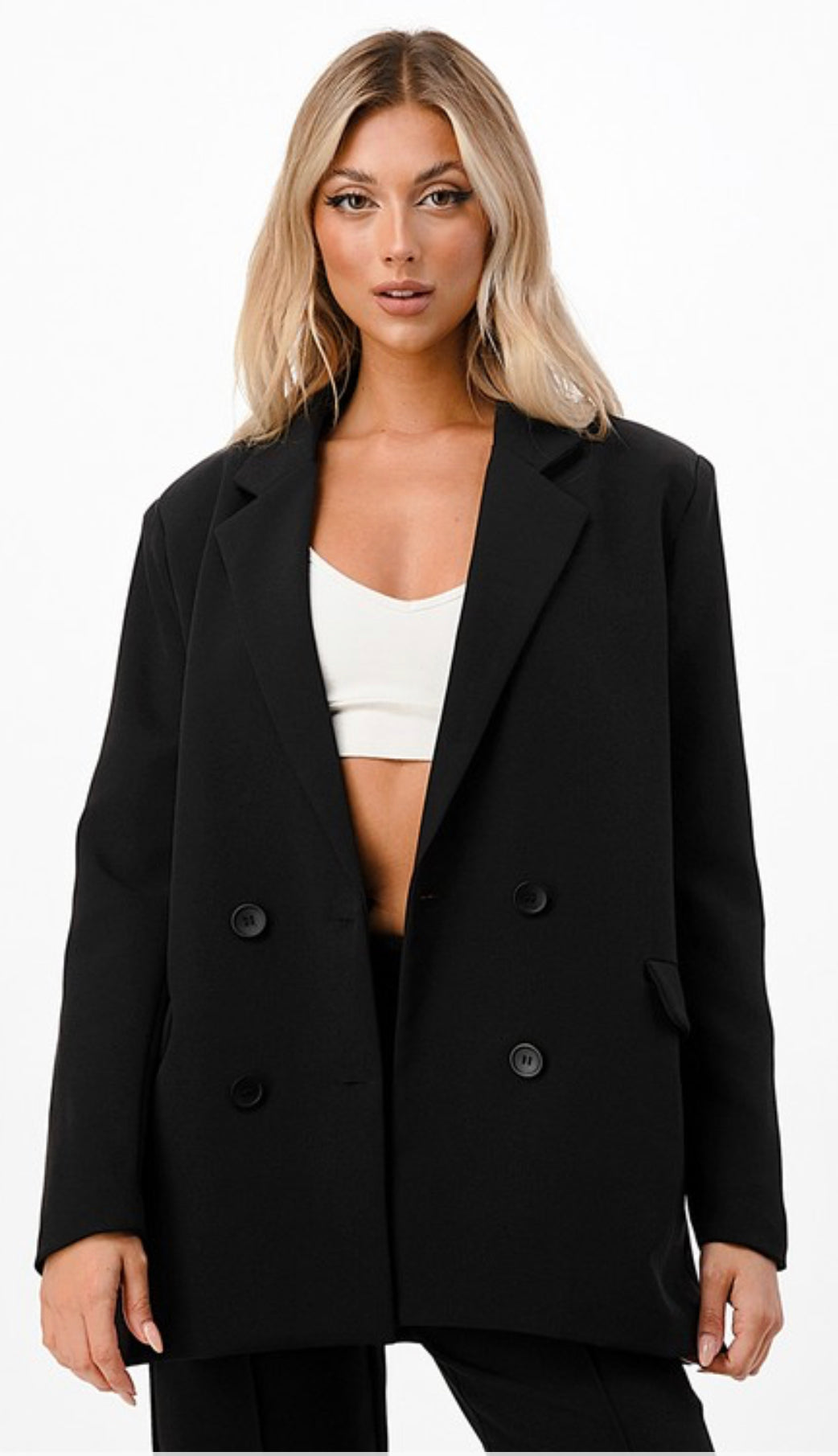 Black oversized 2024 double breasted blazer