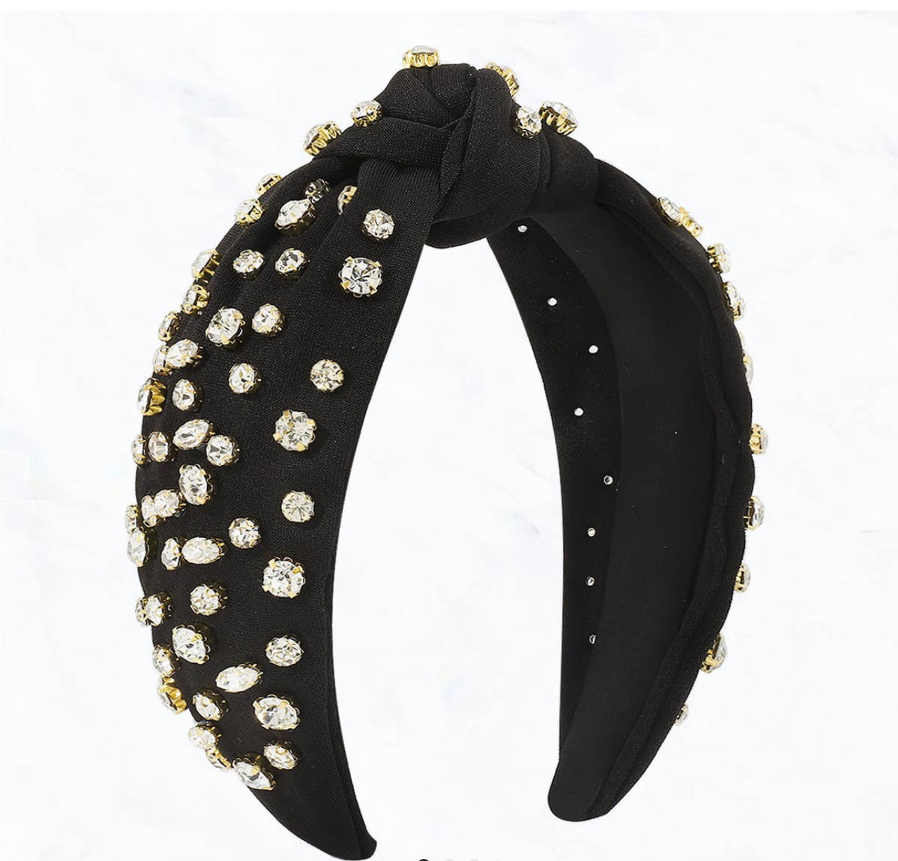 Top Knot Rhinestones Fabric Headband